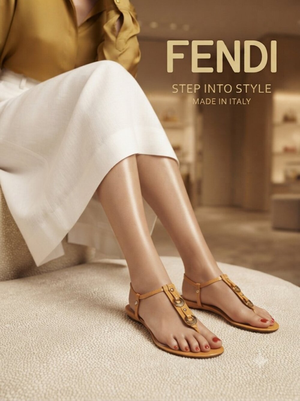 Gorgeous FENDI t-strap wedge sandal